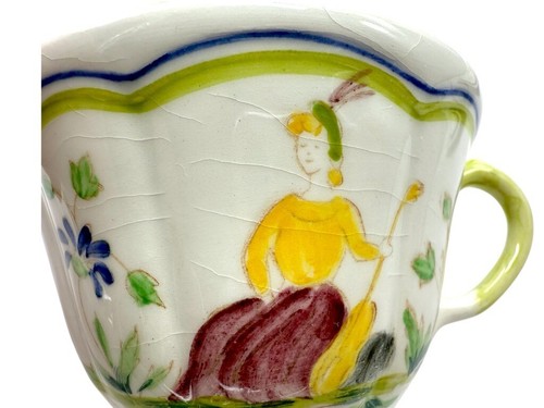 Antique 1800-1900 Longchamp Moustier Hand Painted 5 Piece Place Setting France - Picture 10 of 20
