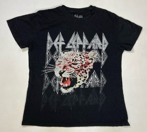 Def Leppard Grafik T-Shirt Damen Medium Schwarz Kurzarm Musik
