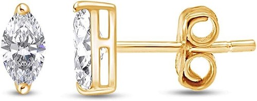 Solitaire Stud Earrings Marquise Cut Cubic Zirconia in 925 Sterling Silver - Picture 30 of 39