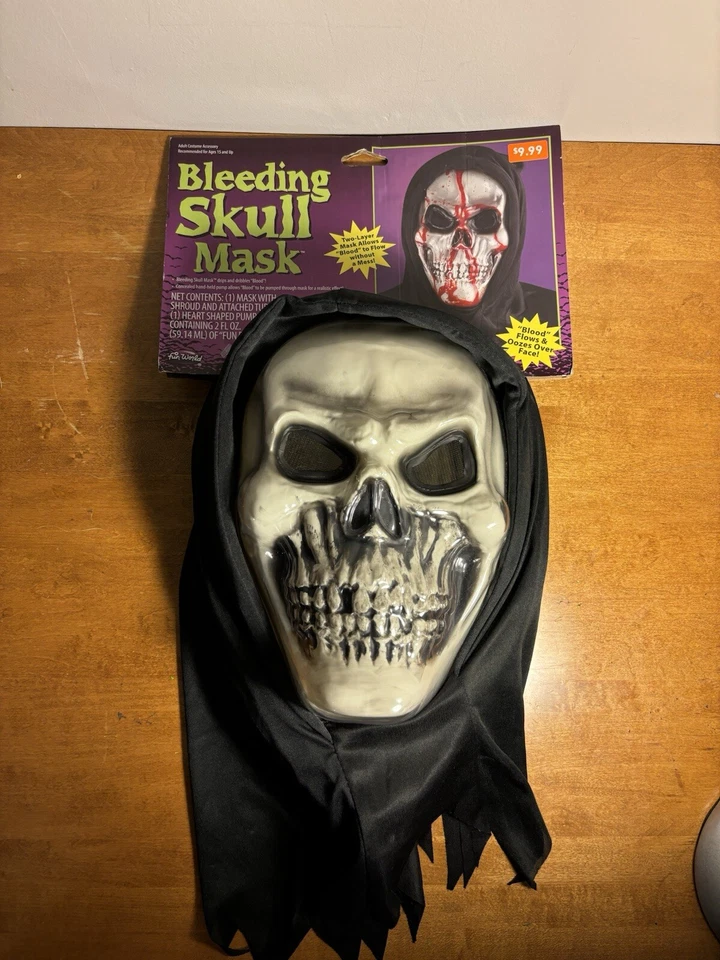 Halloween Mask Bleeding Skull Two Layer Fake Blood Flow Down Face Scary Effect - Image 2 of 4