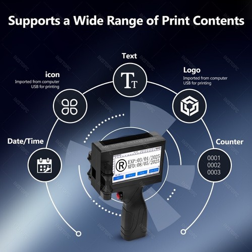 Handheld Inkjet Printer Touch Screen Dates Logo Laser Coder Label QR Bar Code - Picture 3 of 18
