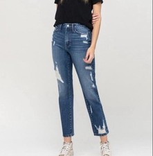 NEW Vervet Distressed Jeans Women's Size 32 Super High Rise Straight Cropped