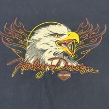Harley Davidson T-Shirt Screaming Eagle Blue Flame XL USA Made Nevada Distressed
