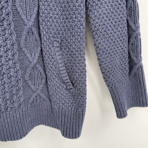 LL Bean Signature Funnel Neck Cable Knit Sweater Small Blue Cotton Women’s - Picture 7 of 10