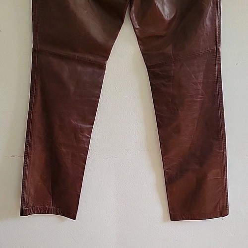 Gap Y2K Chocolate Brown Echtleder Straight Leg Hose 2 Retro - Bild 4 von 13
