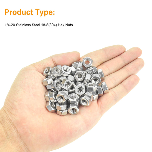 100 Stück 1/4"-20 Edelstahl Sechskantmutter, Edelstahl (304) 18-8 Muttern - Bild 5 von 12
