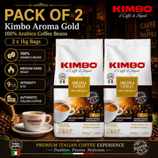 2x Kimbo Aroma Gold 100% Arabica Coffee Beans 1kg Italian Whole Bean - PACK OF 2