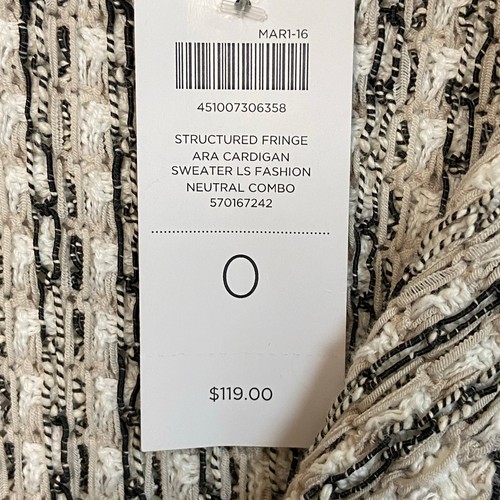 Cardigan donna Chico’s Ara strutturato frange maglione aperto davanti taglia small - Foto 6 di 11