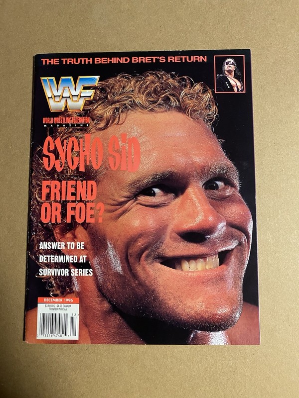 WWF Magazine December 1996 Issue Sycho Sid with cards intact