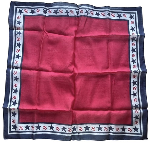 2 Vintage 70s Patriotic Bicentennial Handkerchiefs 76 Stars Square USA Americana - Picture 2 of 4