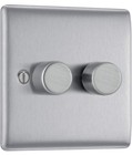 BG Nexus NBS82 Double Dimmer Switch 2 Way 200W Brushed Steel Intelligent LED