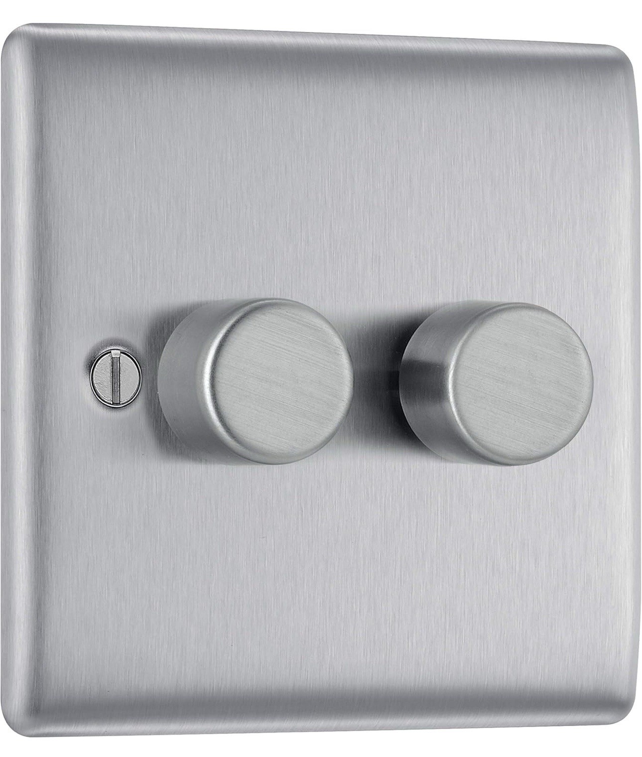BG Nexus NBS82 Double Dimmer Switch 2 Way 200W Brushed Steel Intelligent LED