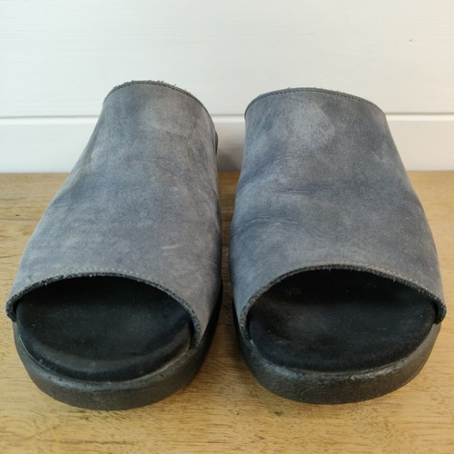 Mephisto Sandals Women's EU 38 US 8 Gray Leather Slip On Wedge Sandals Mules - Picture 4 of 11