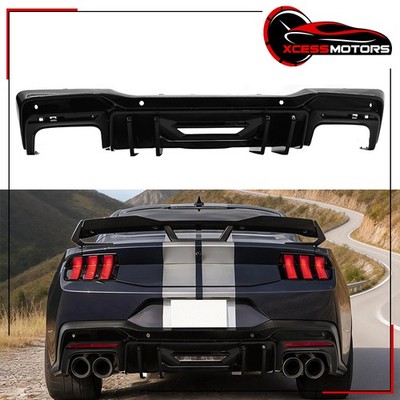 Fits 24-26 Ford Mustang S650 Competition Style Rear Diffuser Valance Gloss Black