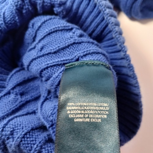 Polo Ralph Lauren Pullover Cable Knit Crew Sweater Boys Sz L 14-16 Blue Cotton - Picture 6 of 6