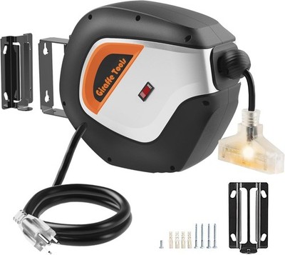 Giraffe Tools Retractable Extension Cord Reel Power Cord 50 ft 12/14AWG/3C SJT
