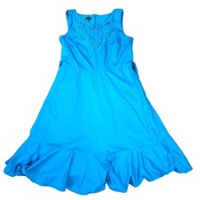 Talbots 100% Cotton Peplum Bottom Lazer Cutout Neck Detail Women Size 10 Belted