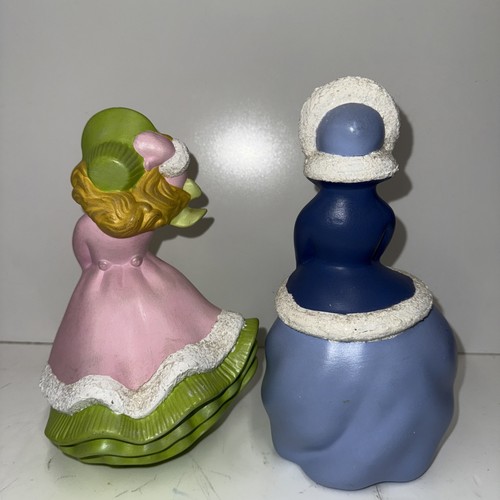 2 Vintage Atlantic Mold Christmas Caroler Girl In Dress Hand Painted - Picture 5 of 8