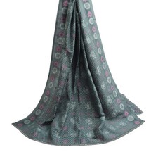 Sushila Vintage Gray Indian Dupatta 100 Pure Silk Woven Long Stole Veil Hijab