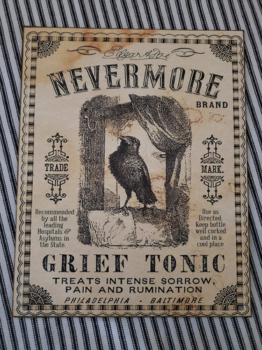 GOTHIC PRIMITIV VINTAGE STIL HALLOWEEN NEVERMORE RABE POE TRAUER TONIKUM SCHILD - Bild 3 von 12