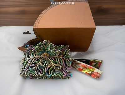 Jay Strongwater Rainbowmult Pfau Schmuckschatulle Vintage Emaille & Kristall Kunst