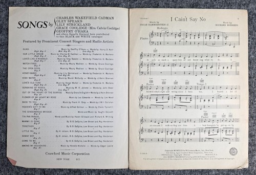 De colección 1943 I Caint Say No Partituras de Oklahoma Rodgers Hammerstein Musical - Imagen 3 de 5