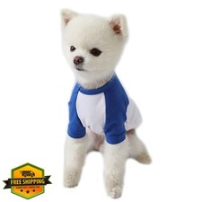 Lucky Petter Dog Cotton Shirt, White/Blue, Small, Raglan