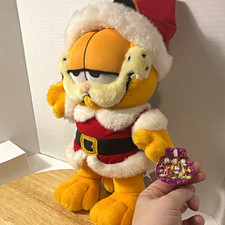 Play By Play Garfield Santa Christmas Plush Cat w/ Tags Small 1998 Vintage