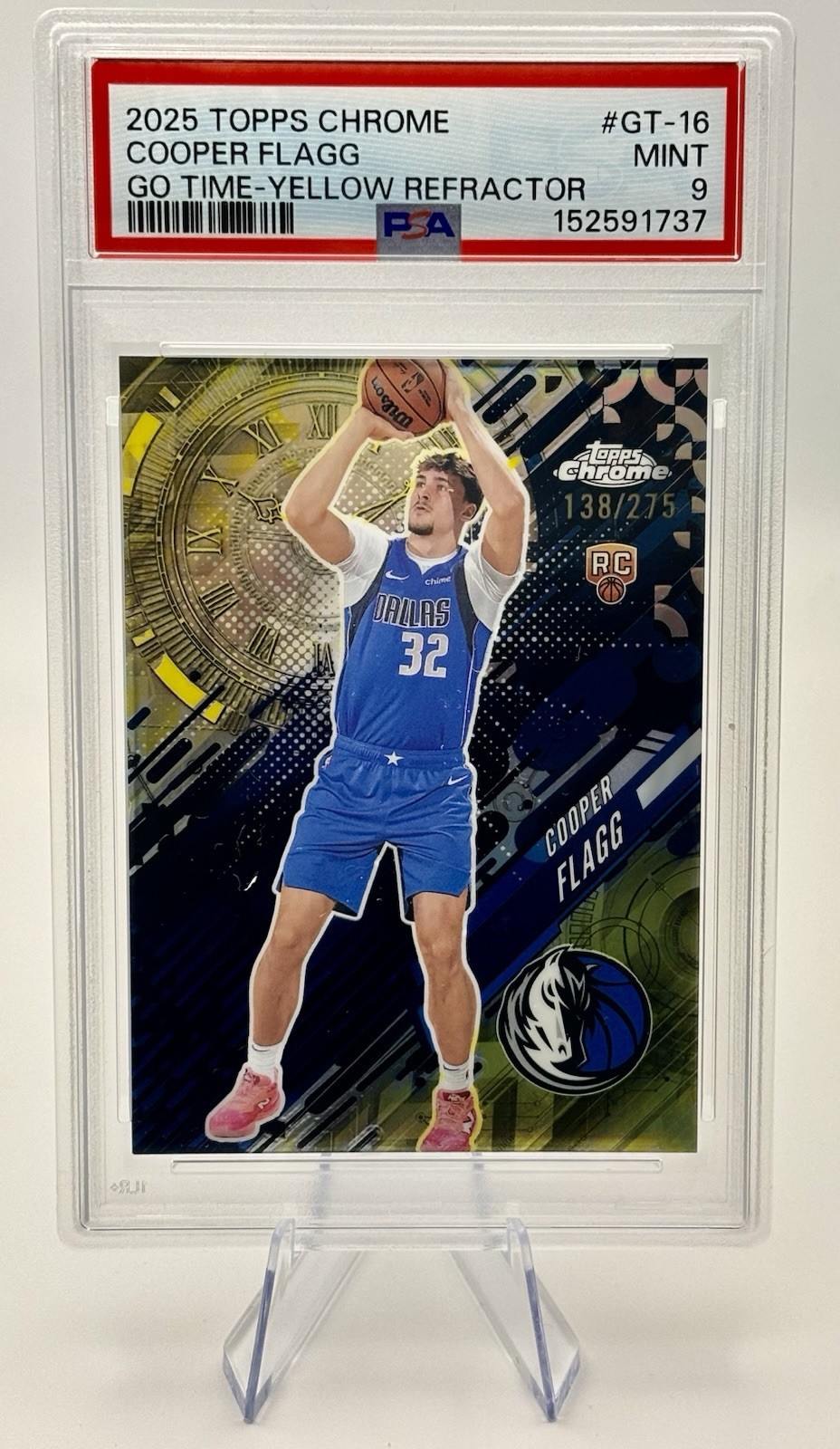 2025-26 Topps Chrome Cooper Flagg Go Time RC Yellow Refractor /275 Mavericks