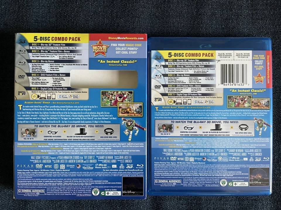 Toy Story 3 3D Blu-ray (5 Discs, 2010) • Lenticular Slipcover • Disney Pixar - Image 2 of 4