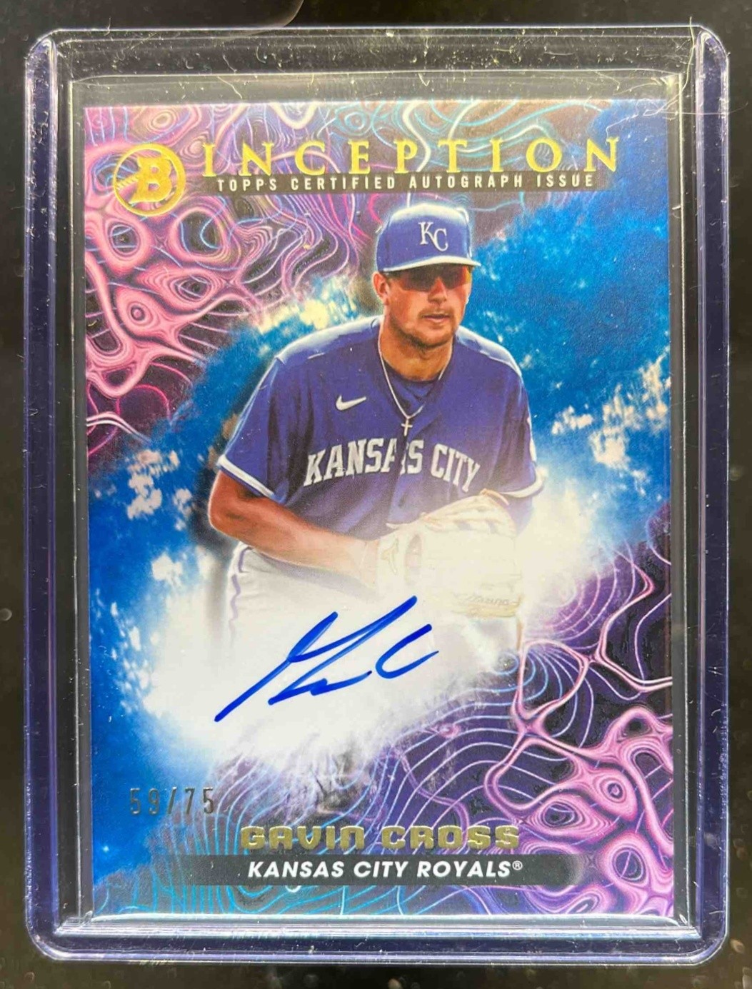 2023 Bowman Inception Gavin Cross Primordial Prospects Auto Blue Foil #59/75