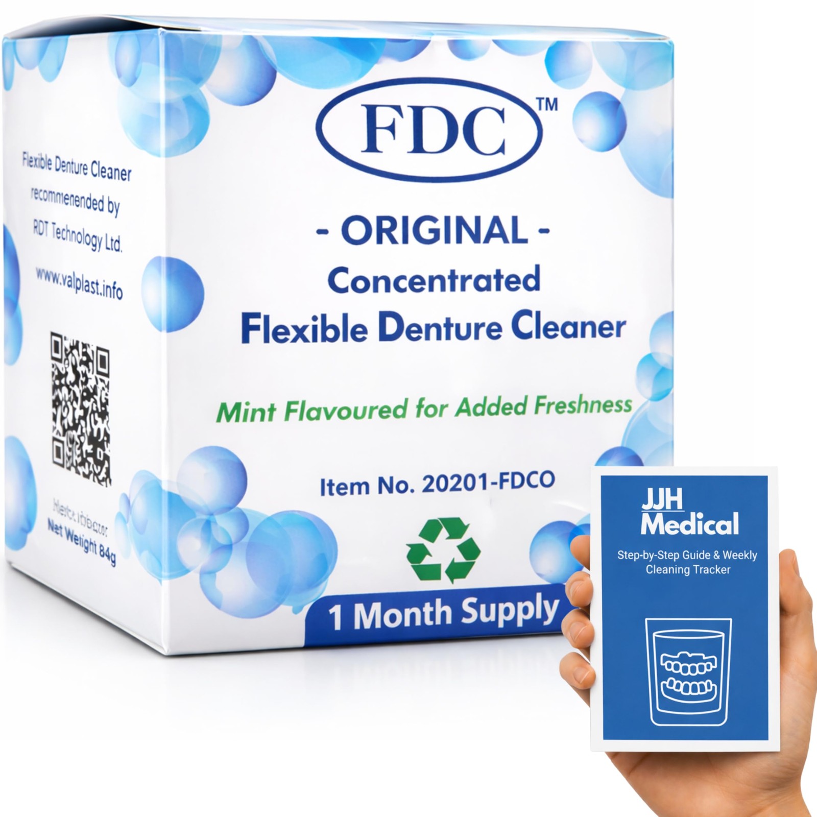 FDC Flexible Denture Cleaner Tablets – 1 Month Supply (4 sachets) with ...