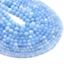 4-10mm Aquamarine Amethyst Crystal Beads Natural Stone Spacer Bracelet Strand