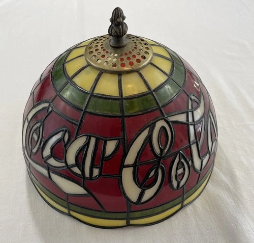 Vintage Coca Cola Tiffany Style Accent Plastic Stained Glass Lamp Shade Retro