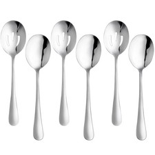 24 PCS 8.7 Inch Silver Stainless Steel Serving And Slotted Spoons Buffet Set