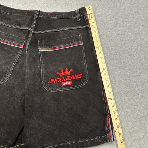 Vintage JNCO JEANS schwarz gestreift Crown Jean Shorts Jorts Y2K Gr. 36 Baggy Skate - Bild 7 von 10