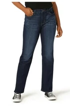 Womens Ladies Blue Denim Straight Leg Mid Rise Regular Fit Lee Jeans 12 Short