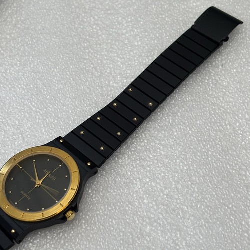 NOS Neo Vintage Adolfo Watch Men Black Gold Tone Rare W. Germany 31mm Quartz GTI - Picture 7 of 10