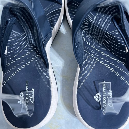 Clarks Sunmaze Damenschuhe Größe 7M blaue bequeme Cloudsteppers-Sandalen mit Riemchen - Bild 8 von 10