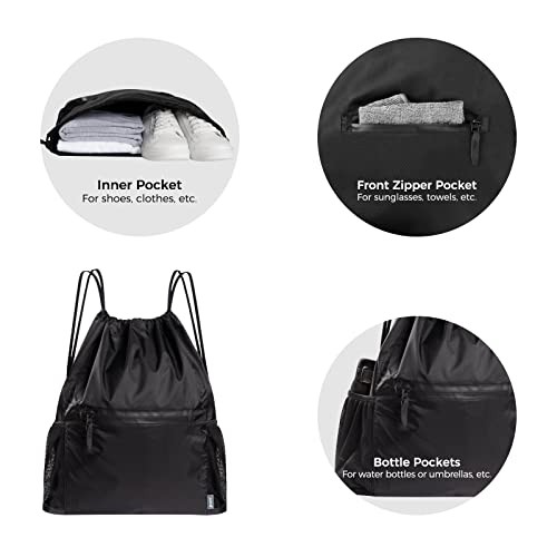 Drawstring Bag Backpack, Water-Resistant Sports Gym Sack Bag, Lightweight - Picture 6 of 7