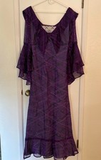 1890's-Early 1900's Costume Purple Lined Dress With Flowered Hat - Size Medium