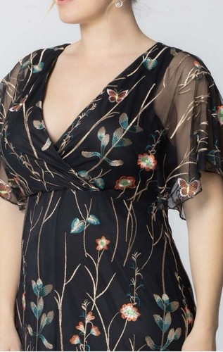 Kiyonna Womens Embroidered Elegance Floral Gown Plus 4X 26/28 - Picture 2 of 3