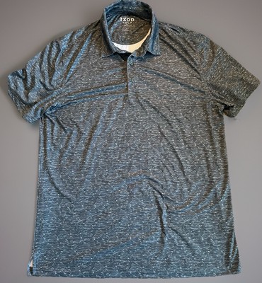 Izod Golf Short Sleeve Polo Shirt Black White Splatter Pattern Logo Large JBHS