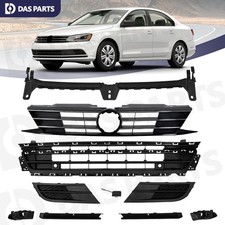 10pc For 2015-2018 Jetta Upper Lower Grille Fog Light Cover Bumper Trim Bracket