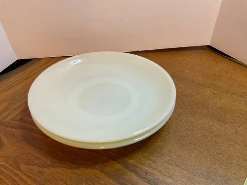 2 Anchor Hocking Fire King Ware White Milk Glass Saucers Plate Vintage 6”
