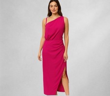 ASOS Maxi Cocktail One Shoulder Draped Dress Size 8 Pink 1026