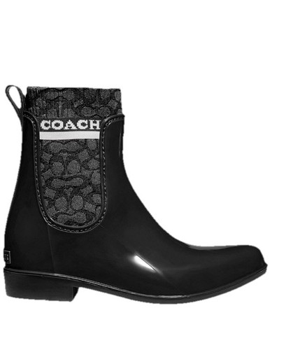 Coach Rivington Rain Bootie womens black ankle gumboots/ rainboots size 5 - Picture 6 of 15