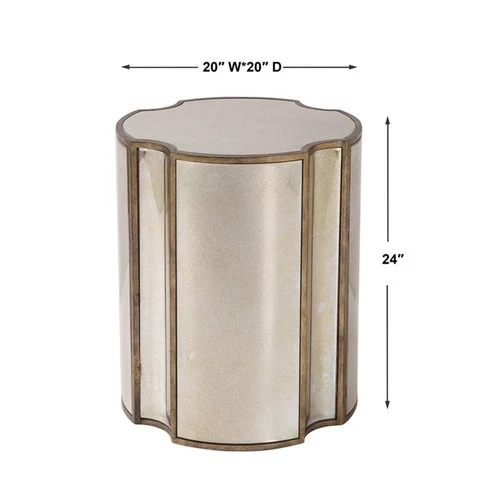 Uttermost Harlow MDF Wood Mirrored Accent Table in Antique Brass - Picture 5 of 5