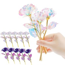 Rose Colorful Rainbow Artificial Flowers Crystal Flower Best Gifts for Mother's