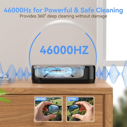 Ultrasonic Jewelry Cleaner Machine 12Oz 46kHz Sonic Cleaner for Rings Glasses - Picture 2 of 7